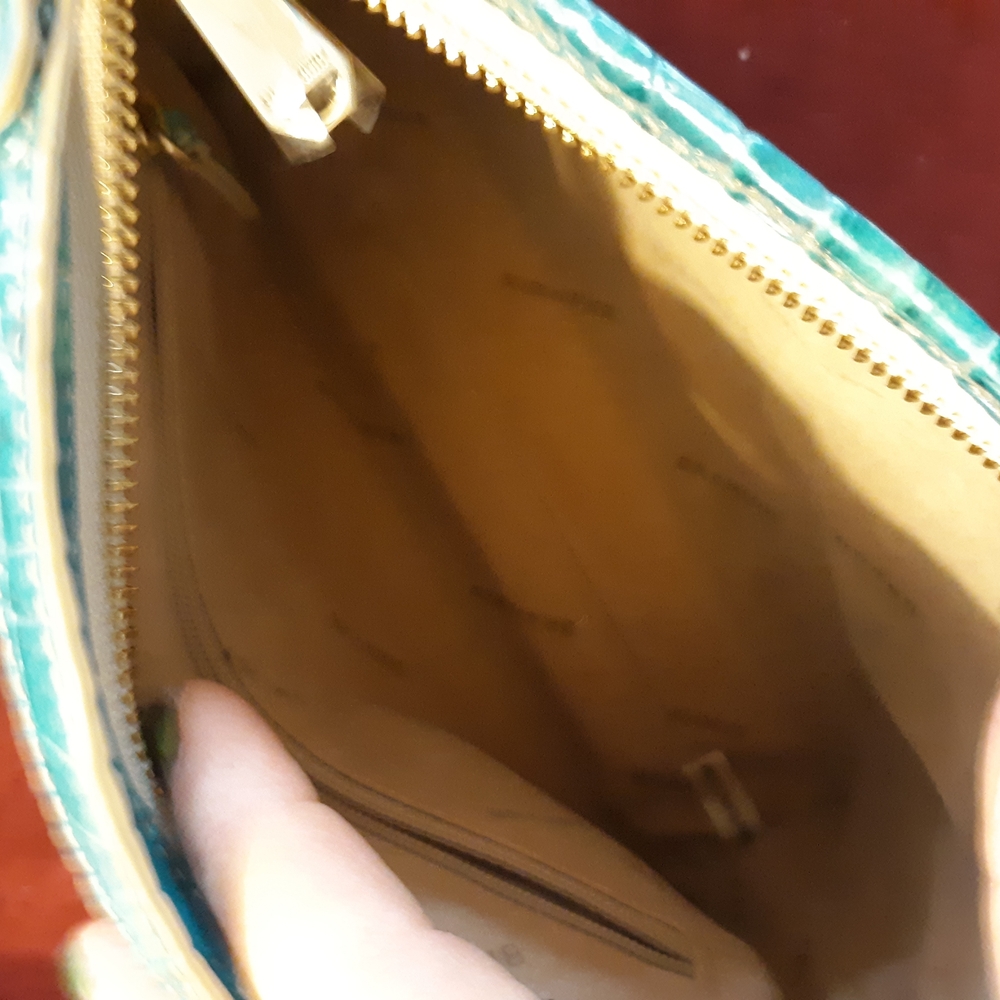 Brahmin LORELEI Teal and Cream Croc-Embossed Crossbody - Picture 3 of 3